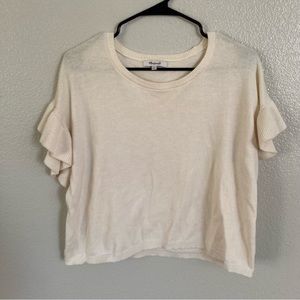 Madewell Cream Ruffle-Sleeve Sweater Tee